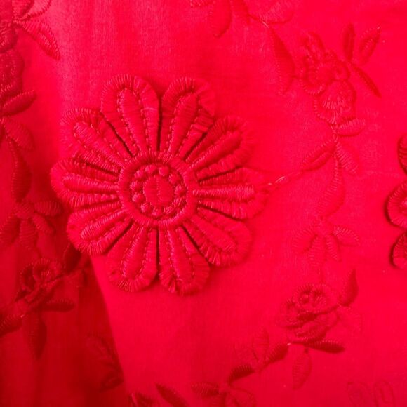 Talbots 100% Cotton Embroidered Floral Appliqué Scallop Hem Shell Lined Top M - Picture 3 of 8